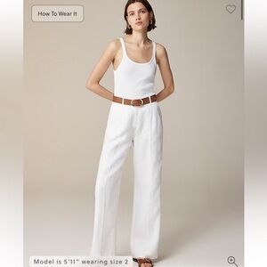 J. Crew Essential wide leg pant in 100% linen- white